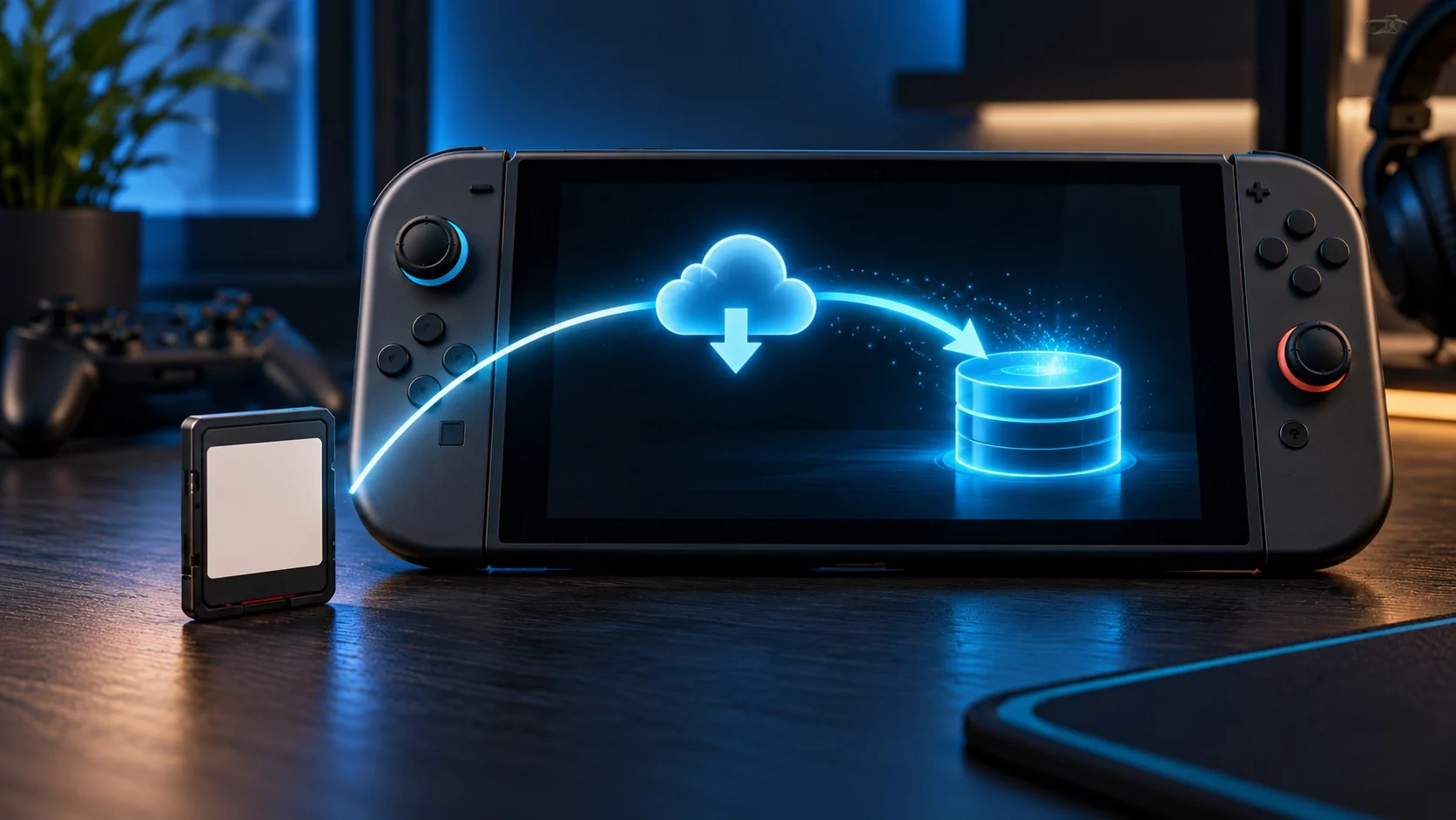 Conceptual gaming illustration for Nintendo Switch 2 Game-Key Cards Explained: Physical, Digital or Both.