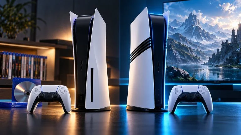 Conceptual gaming illustration for PS5 vs. PS5 Pro: Which Console Should You Buy in 2026.