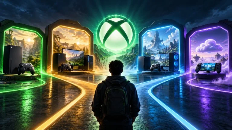 Conceptual gaming illustration for Xbox Game Pass Ultimate vs. Premium vs. Essential: Which Plan Is Worth It.