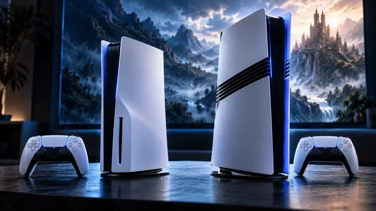Conceptual gaming illustration for PS5 Pro vs. PS5 Slim in 2026: Is the Upgrade Worth It.